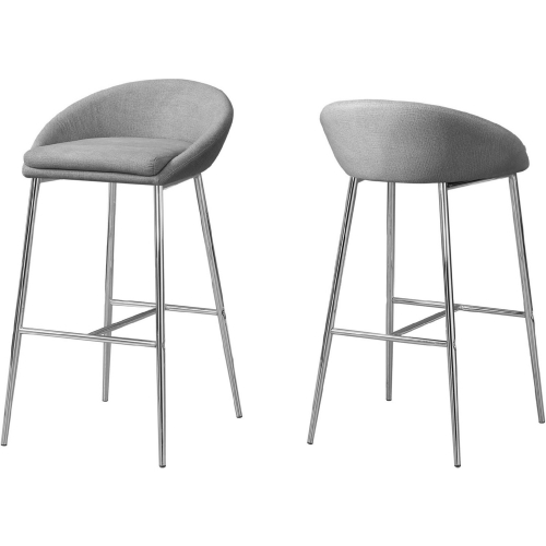 Counter Stool in Grey Fabric & Chrome (Set of 2)